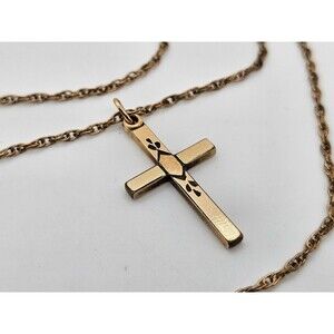 14K Gold Filled 18 Inch Chain Necklace & 12K Gold Filled Cross Pendant